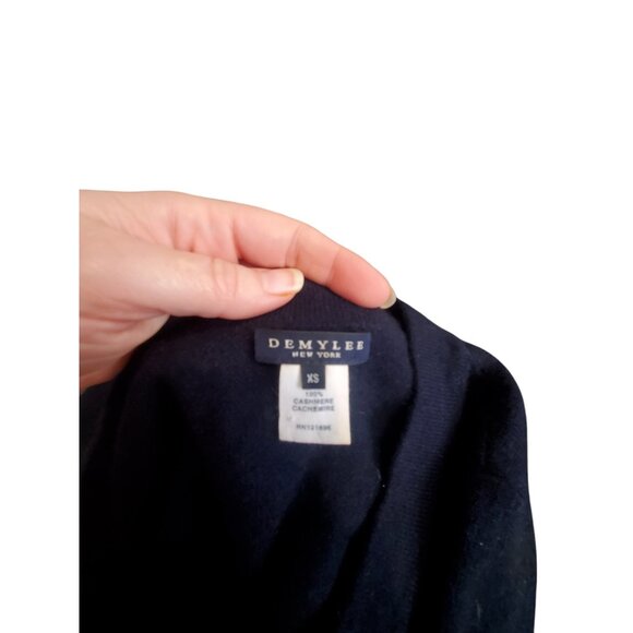 Demylee New York cardigan sweater womens XS cashmere navy red striped - Picture 2 of 4